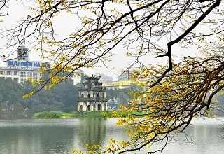 Temple at Hoan Kiem lake - in our North Vietnam 6 days Trip