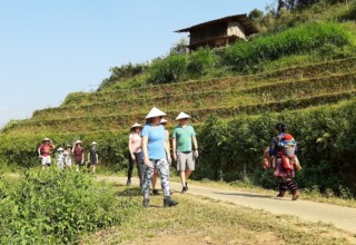 Trekking tour to Raspberry hill to see rice terraces in early morning - sunny and cool